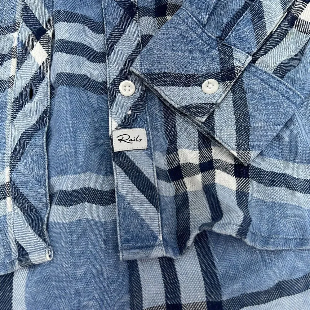 Rails Hunter Shirt Size Small Lapis White Black Chambray Button Up